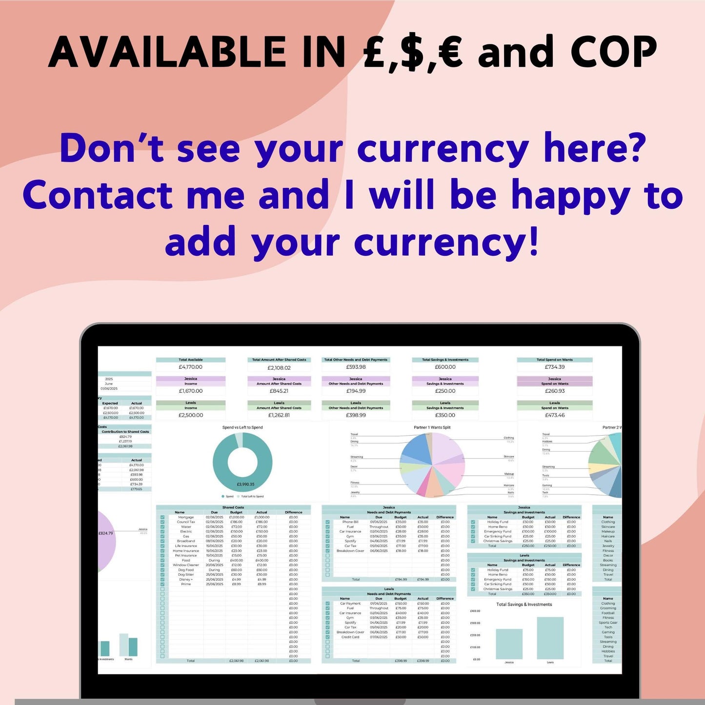 Blue Couple's Monthly Budget Planner - Google Sheets