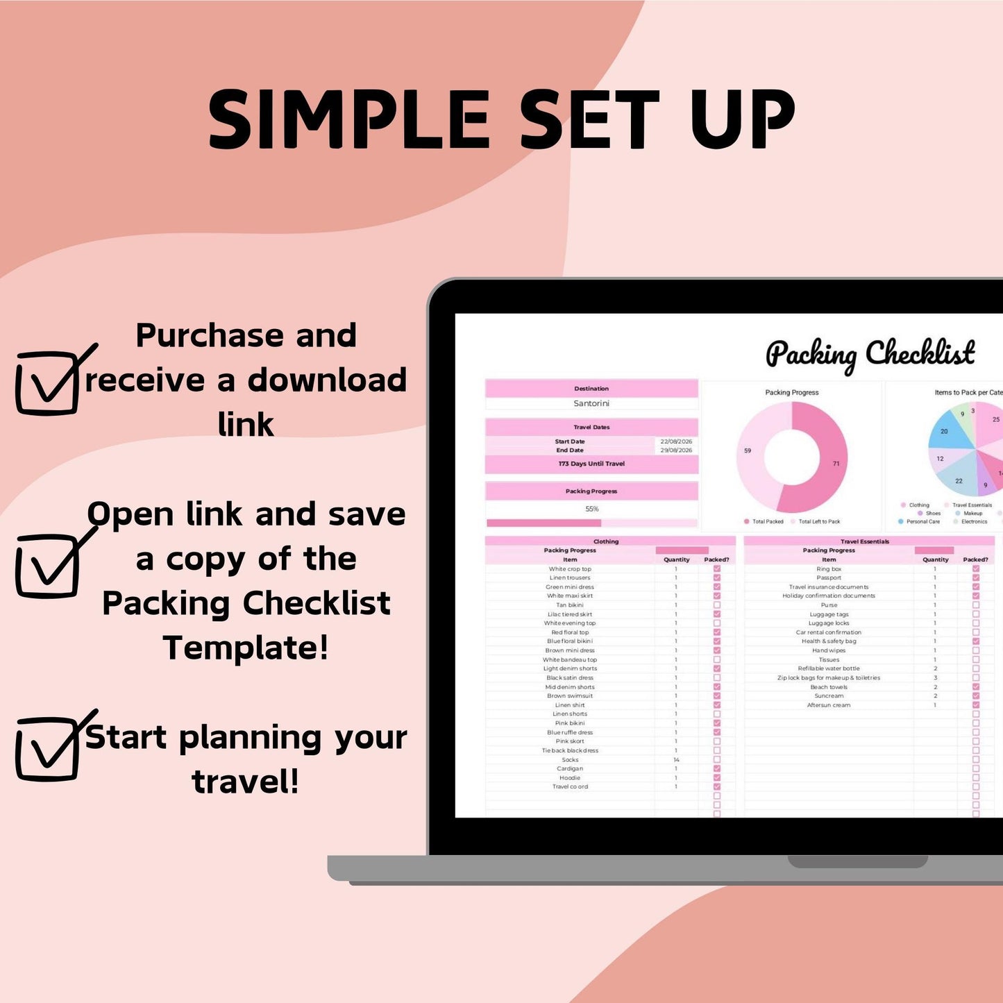 Packing Checklist Spreadsheet Template - Google Sheets