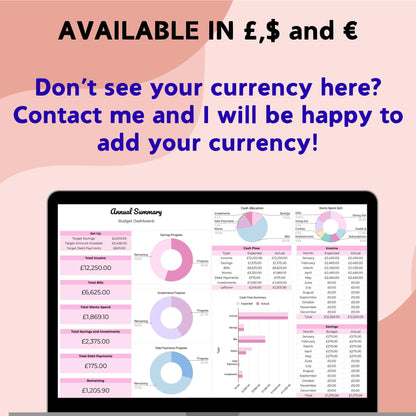 Pink Biweekly Budget Planner (12 Tabs for Full Year) - Google Sheets