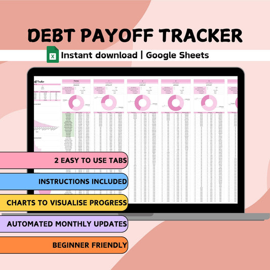 Pink Debt Payoff Tracker - Google Sheets