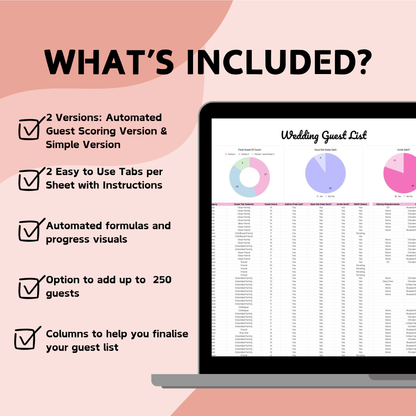 Wedding Guest List Planner - Google Sheets