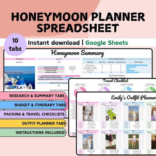 Honeymoon Planner Spreadsheet - Google Sheets