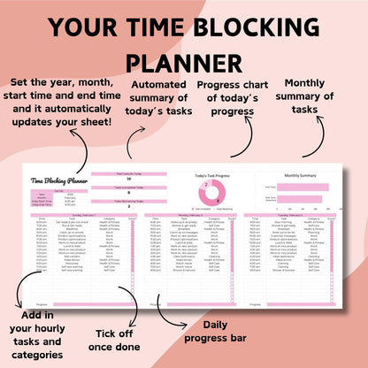 Hourly Time Blocking Planner Spreadsheet - Google Sheets