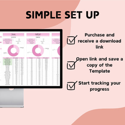 Pink Debt Payoff Tracker - Google Sheets