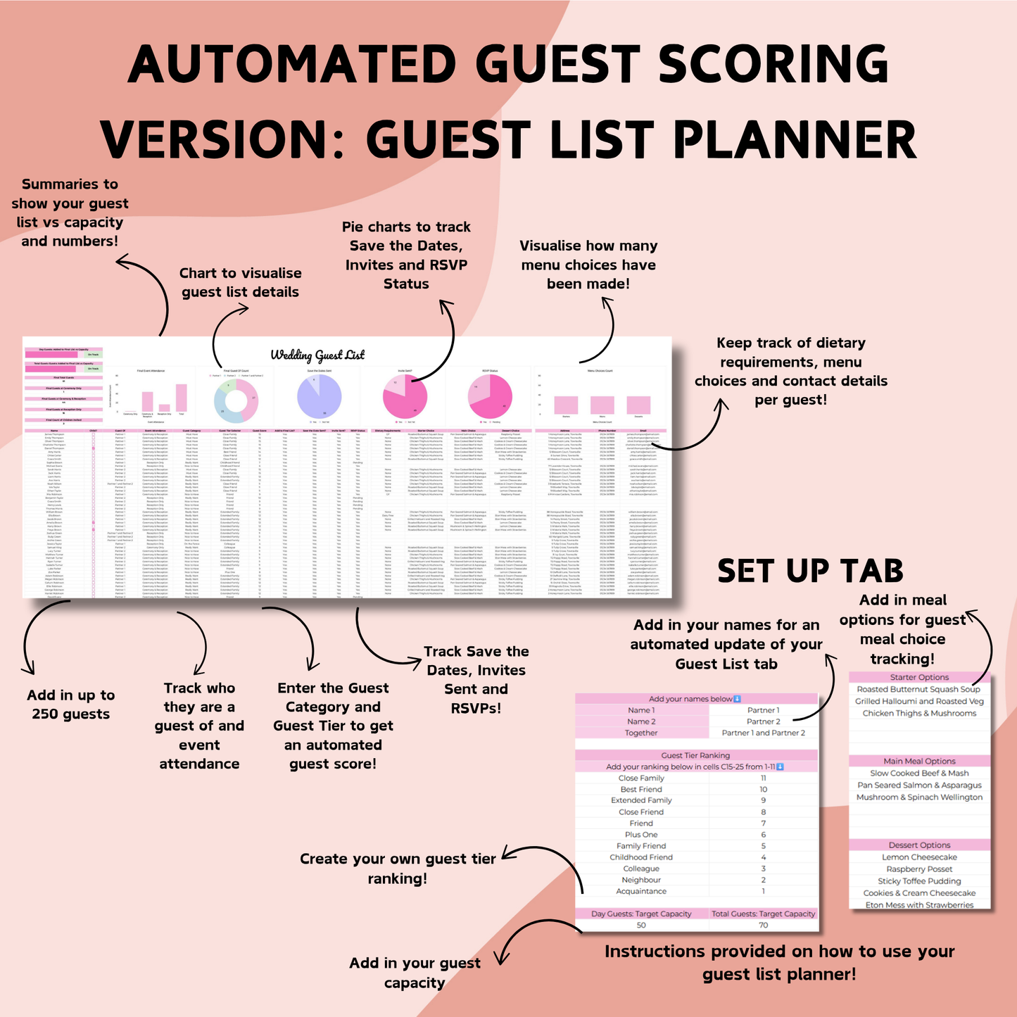 Wedding Guest List Planner - Google Sheets