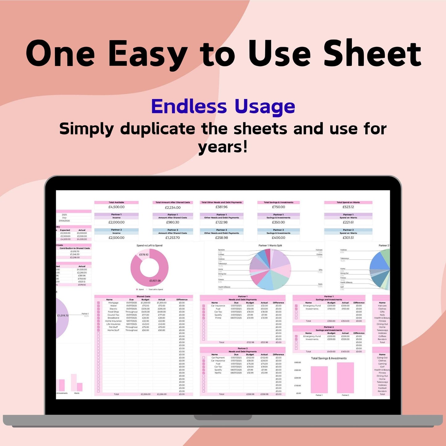Pink Couple's Monthly Budget Planner - Google Sheets