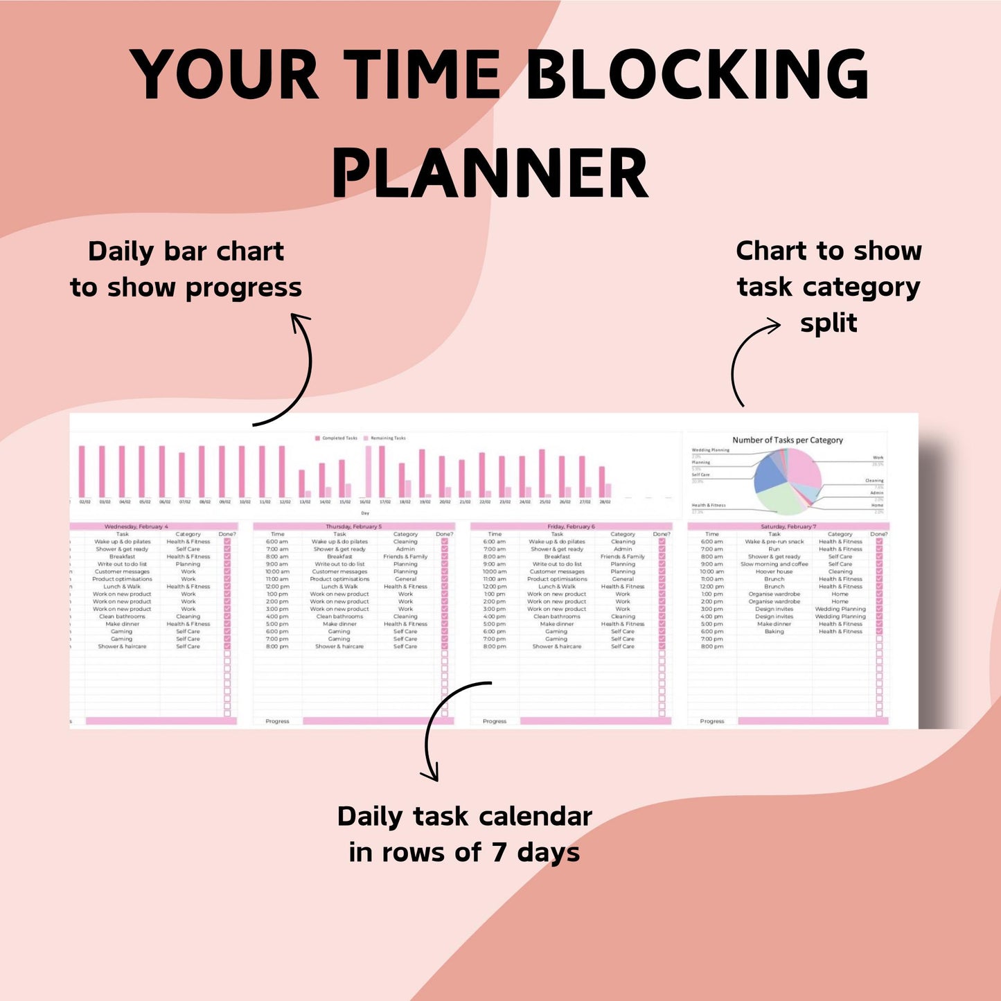 Hourly Time Blocking Planner Spreadsheet - Google Sheets