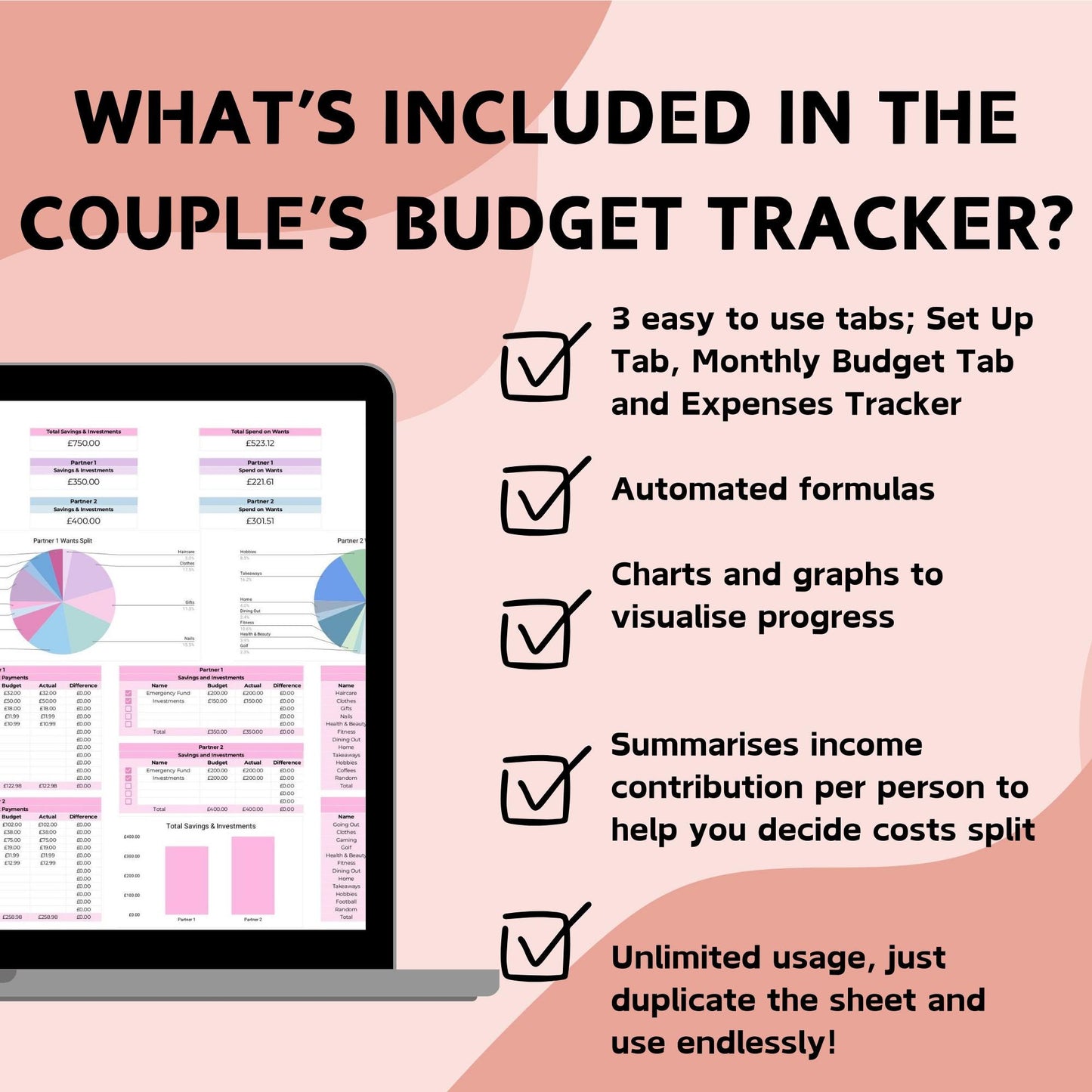 Pink Couple's Monthly Budget Planner - Google Sheets