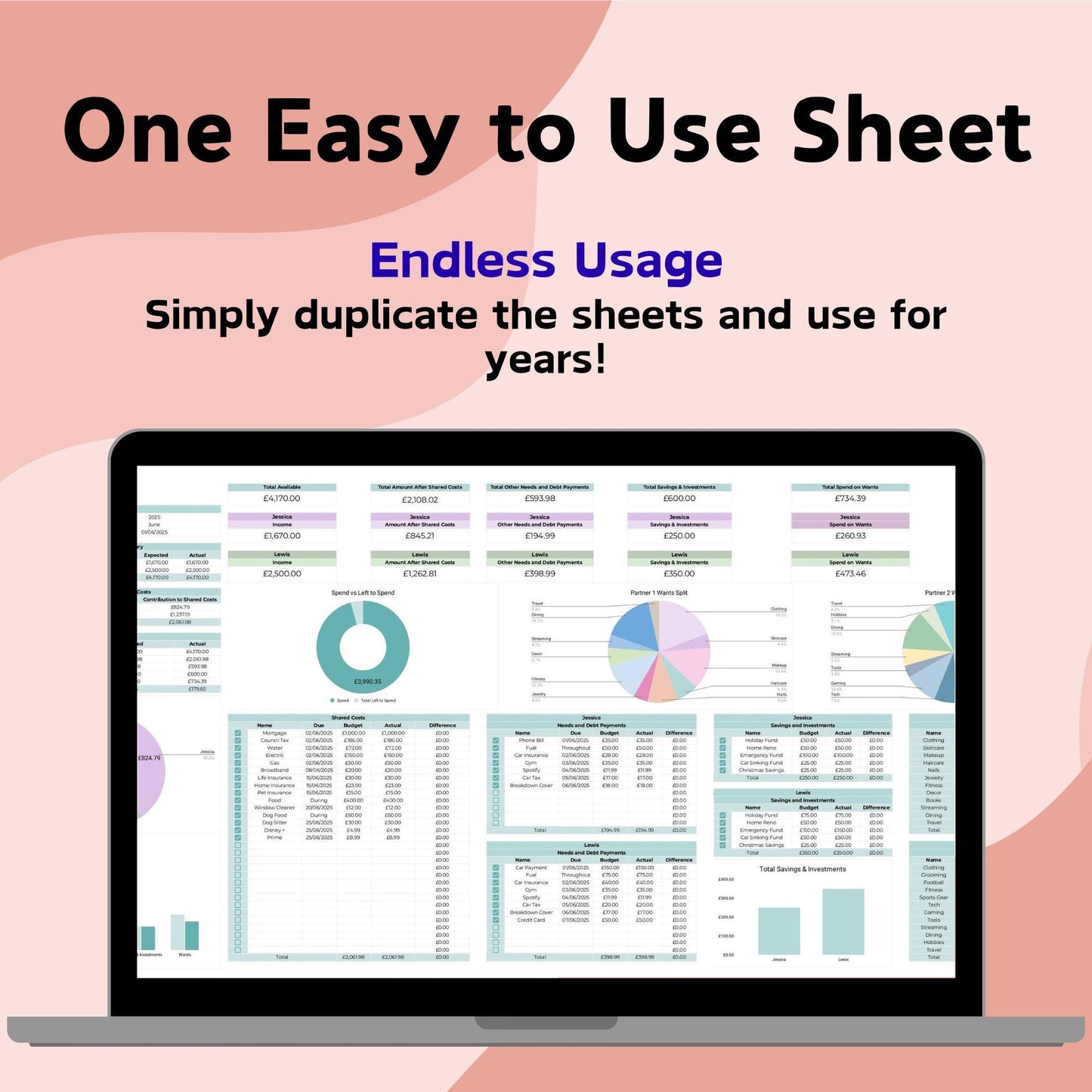 Blue Couple's Monthly Budget Planner - Google Sheets
