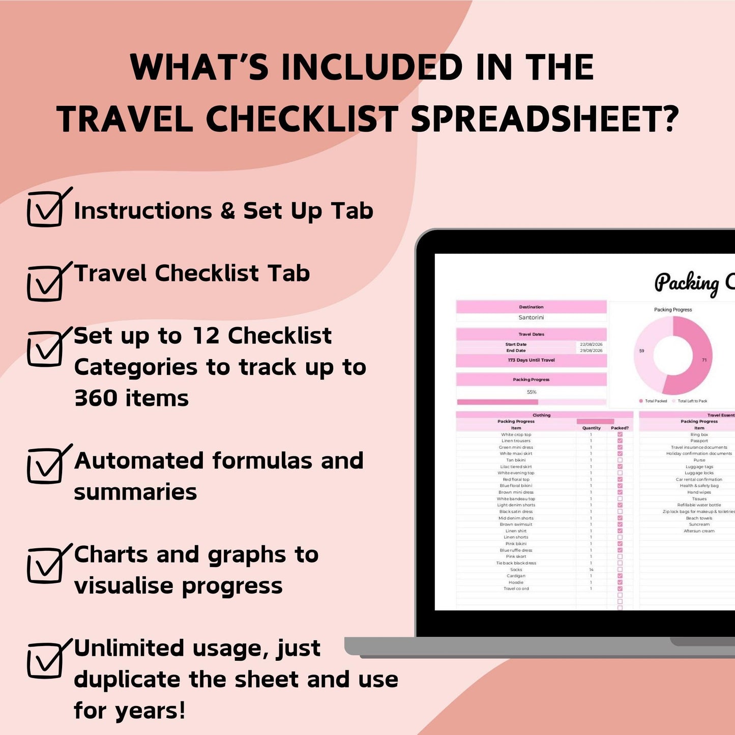 Packing Checklist Spreadsheet Template - Google Sheets