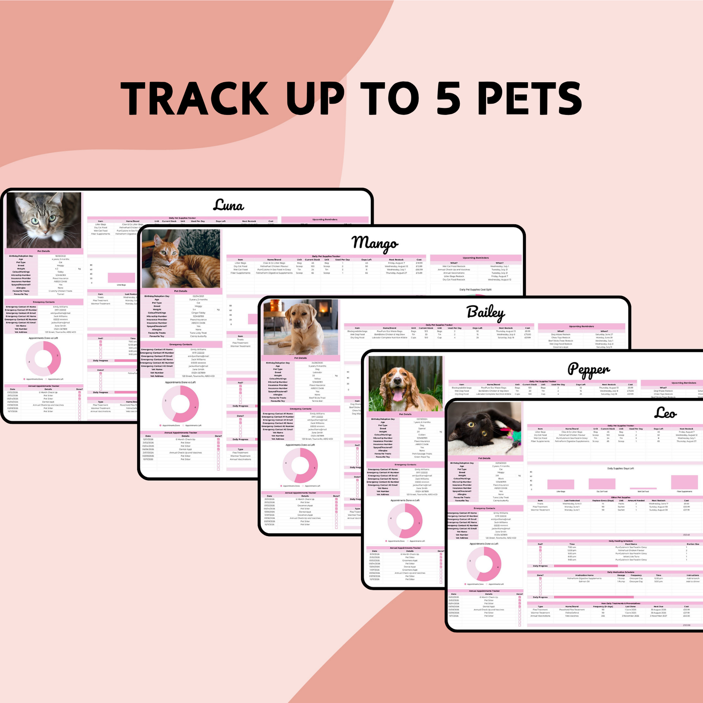 Pet Care Planner Spreadsheet - Google Sheets