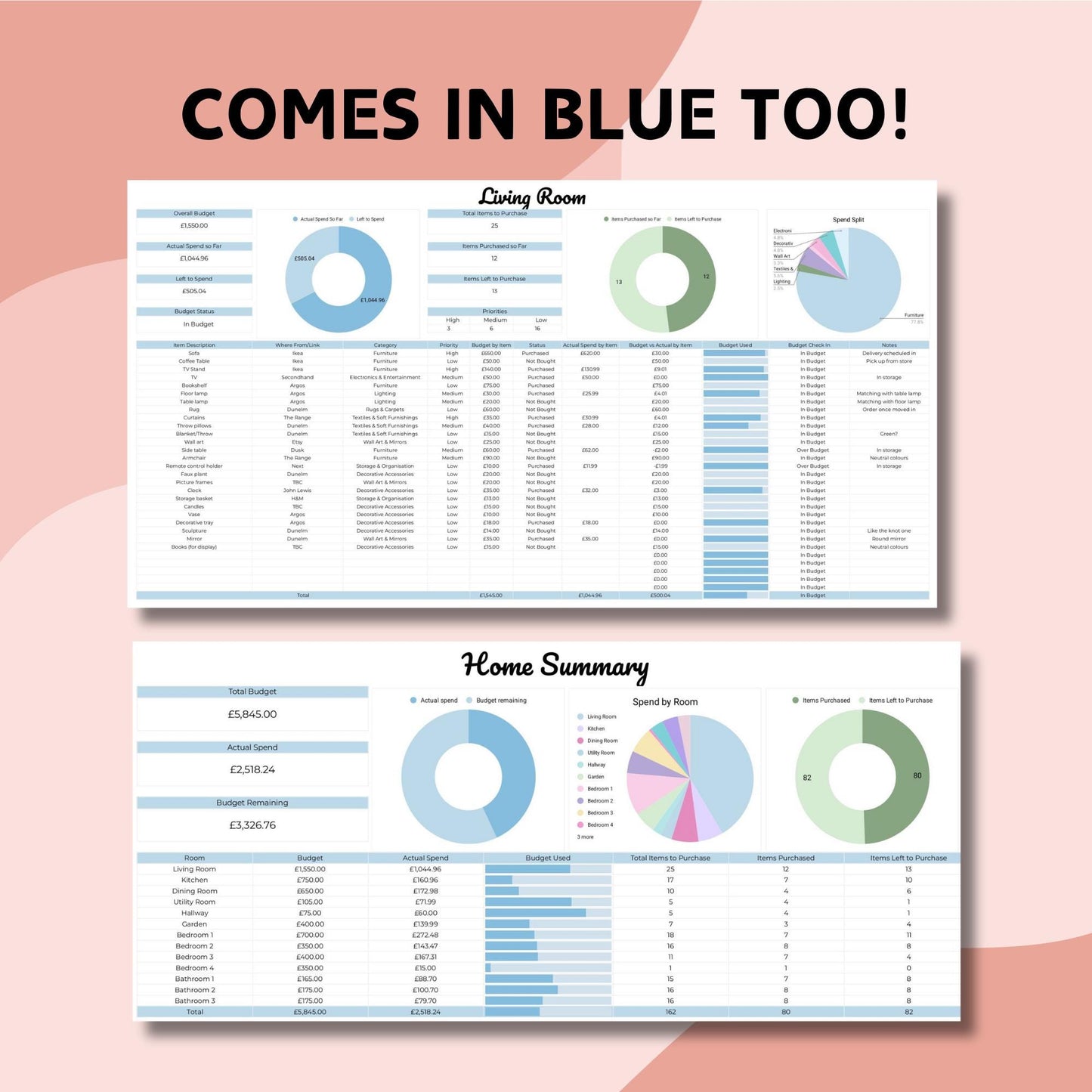 New Home Planner Spreadsheet - Google Sheets