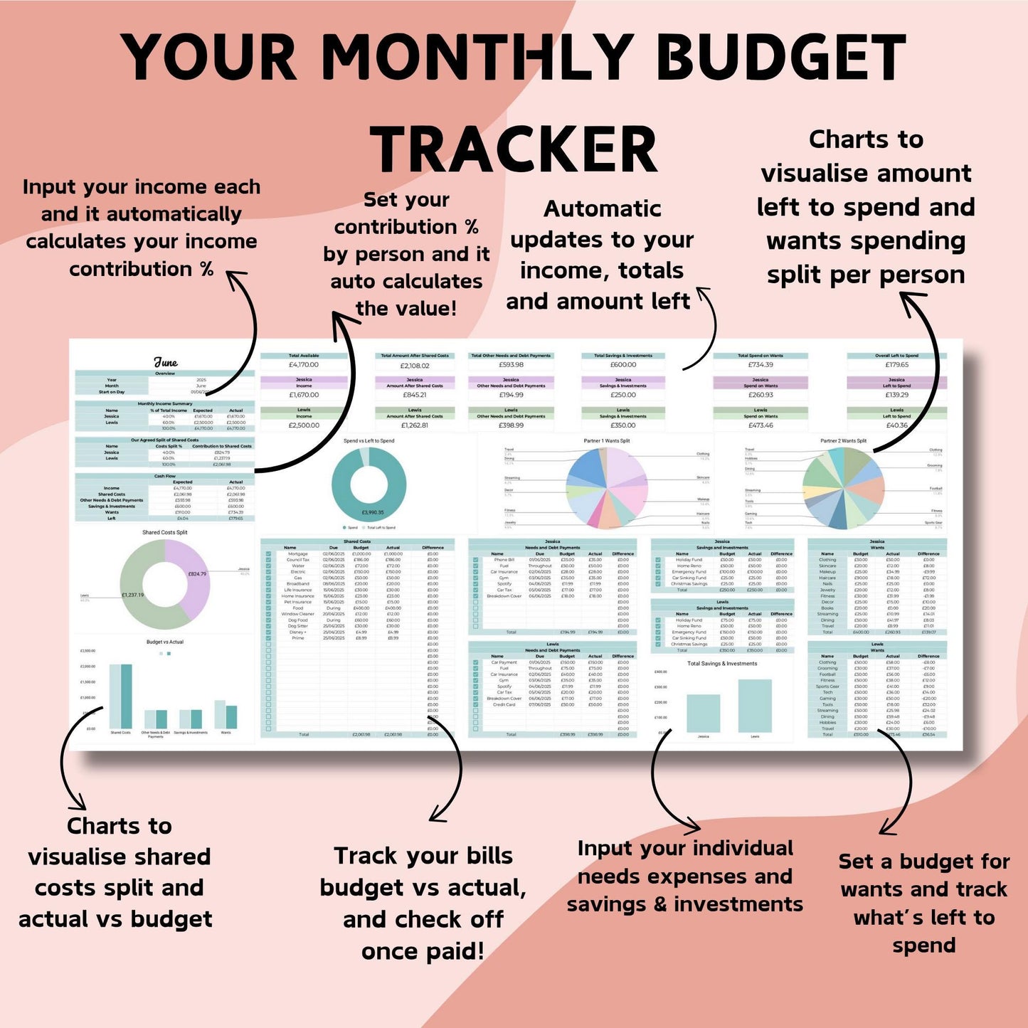 Blue Couple's Monthly Budget Planner - Google Sheets