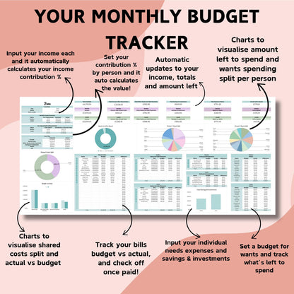 Blue Couple's Monthly Budget Planner - Google Sheets