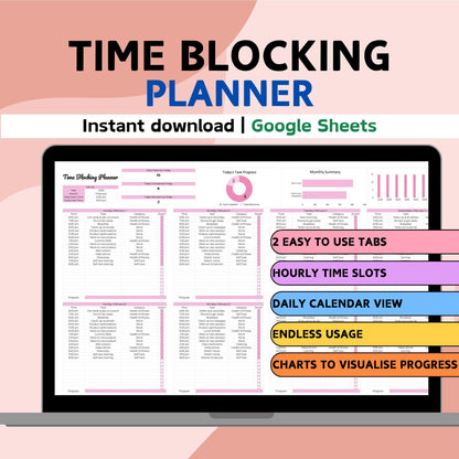 Hourly Time Blocking Planner Spreadsheet - Google Sheets