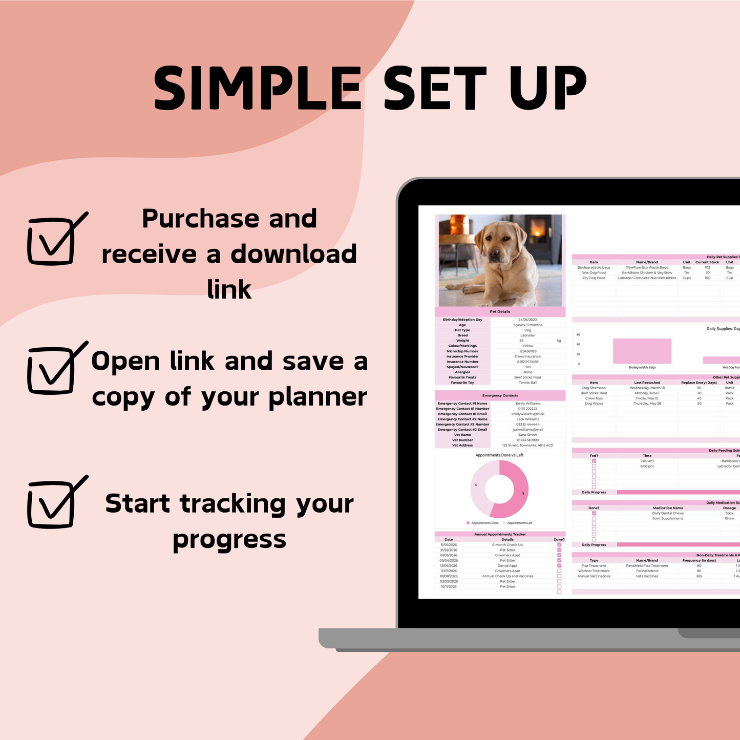 Pet Care Planner Spreadsheet - Google Sheets