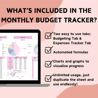 Pink Monthly Budget Planner - Google Sheets