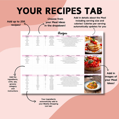 Ultimate Weekly Meal Planner with Automated Shopping List - Google Sheets