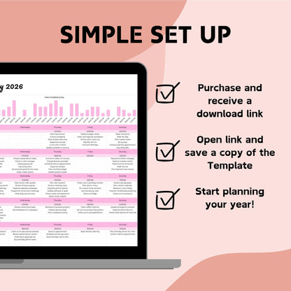 Pink Monthly & Annual Calendar Spreadsheet - Google Sheets