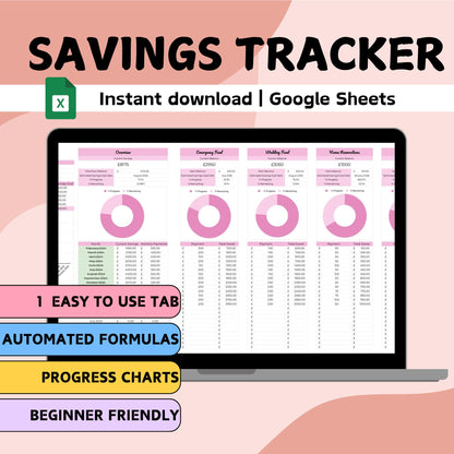 Pink Savings Tracker - Google Sheets
