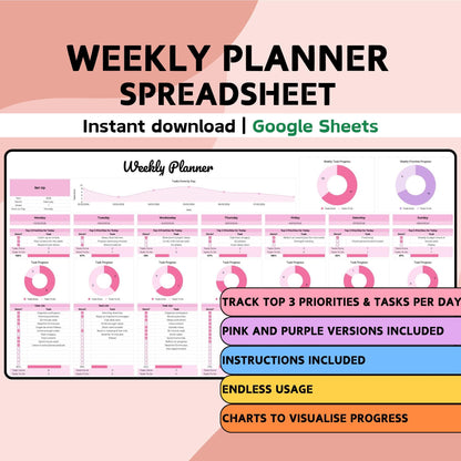 Weekly Planner Spreadsheet - Google Sheets