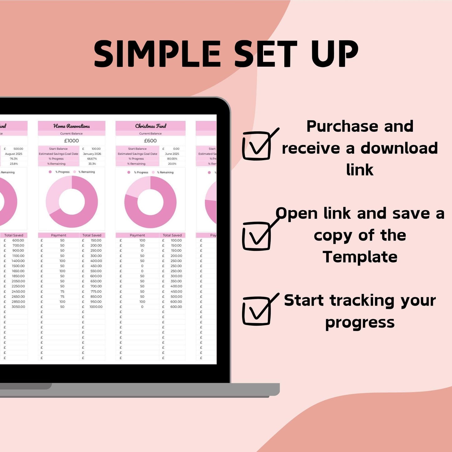 Pink Savings Tracker - Google Sheets