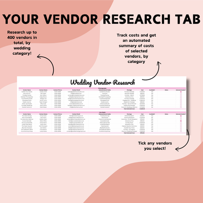 Ultimate Wedding Planner Spreadsheet - Google Sheets