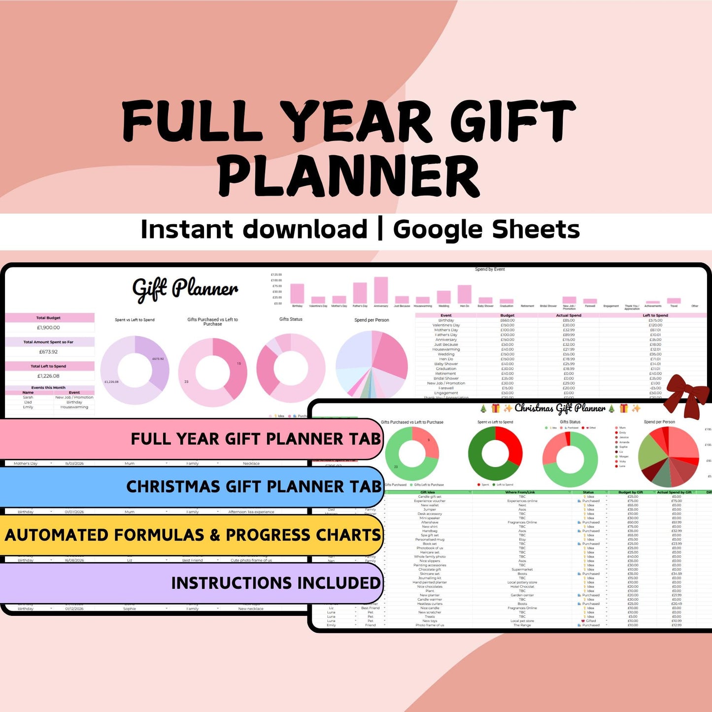 Full Year & Christmas Gift Planner Spreadsheet - Google Sheets