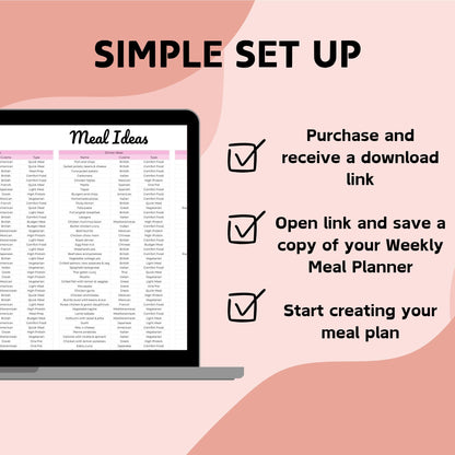 Simple Weekly Meal Planner - Google Sheets