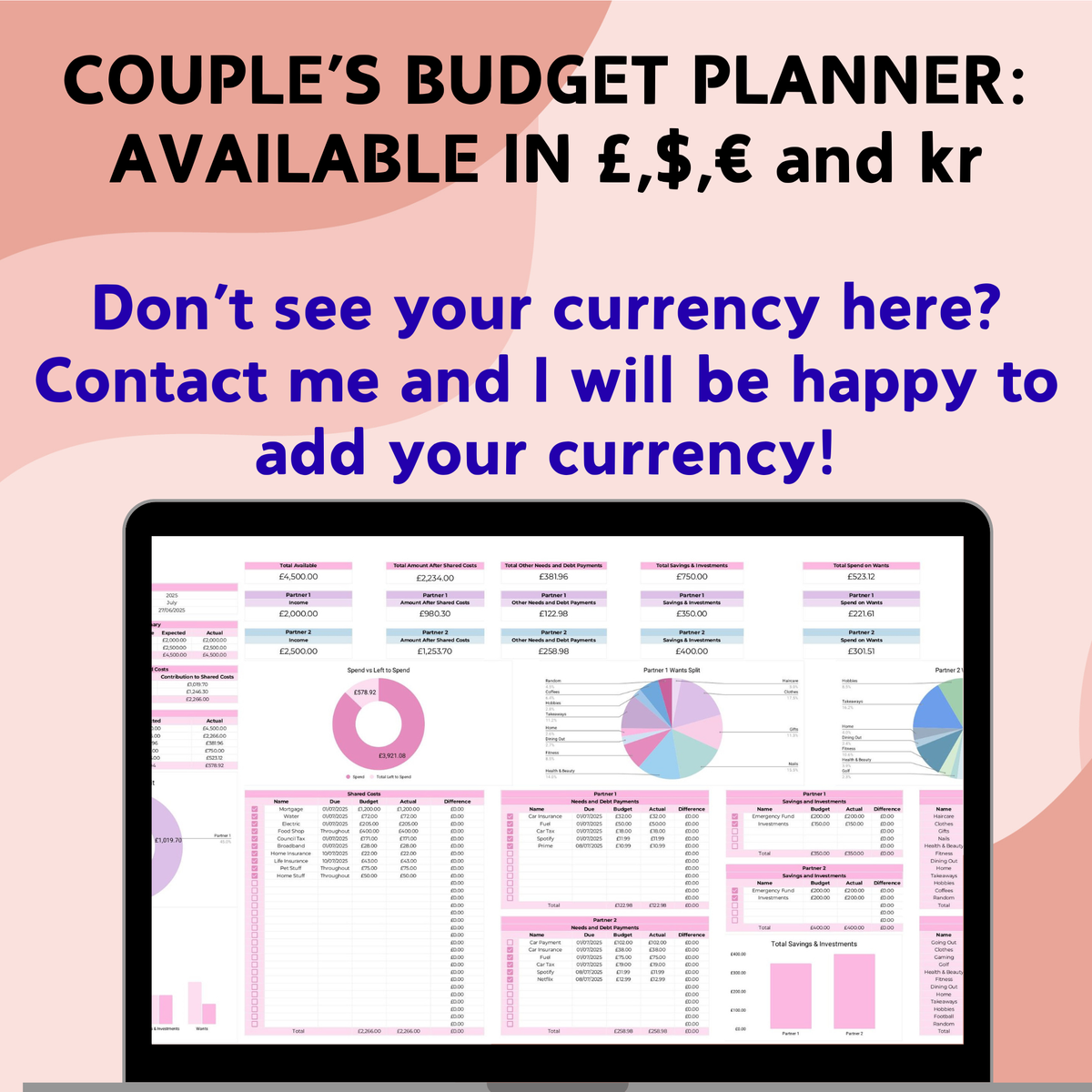 Starter Couple's Spreadsheet Bundle - Google Sheets