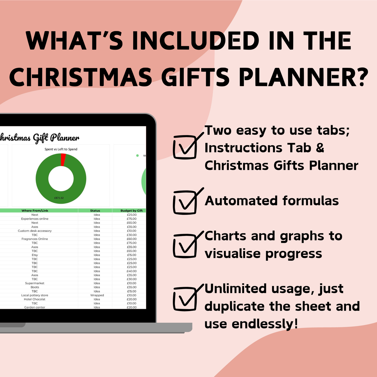 Christmas Gift Planner Spreadsheet - Google Sheets