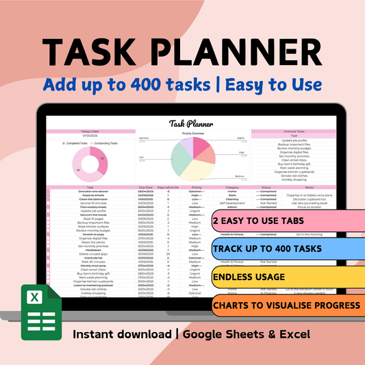 Task Planner - Google Sheets & Excel