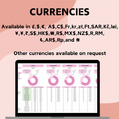 Pink Monthly Budget and Savings Tracker - Google Sheets