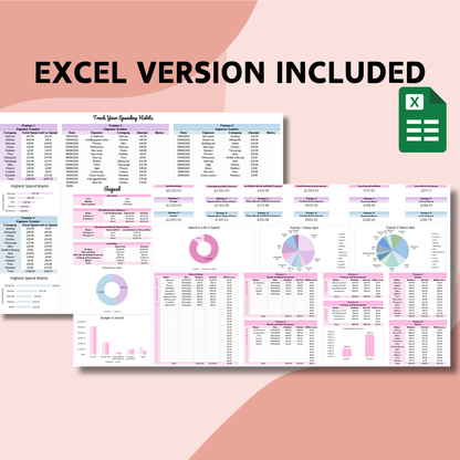 Pink Couple's Monthly Budget Planner - Google Sheets & Excel