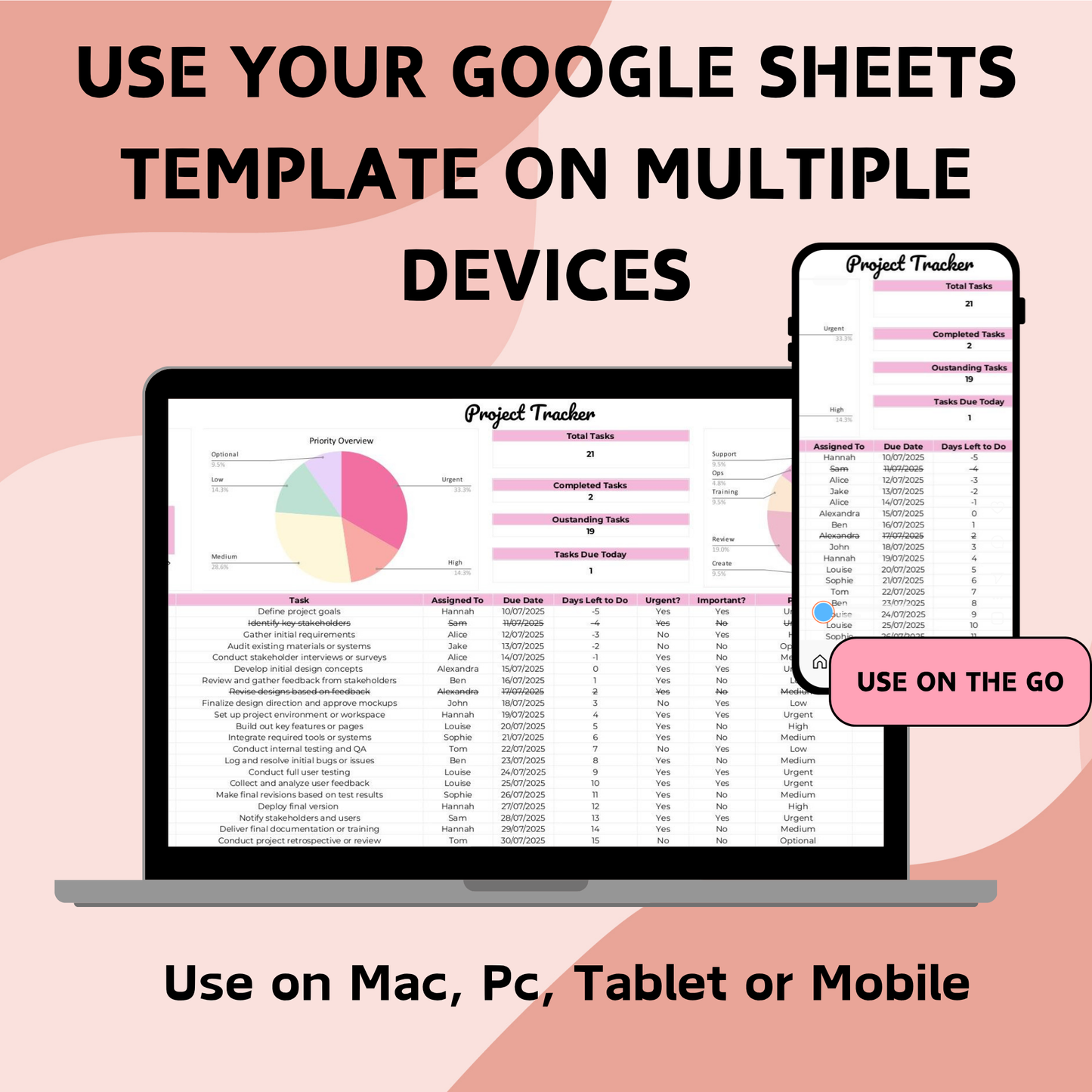 Project Management Tracker - Google Sheets & Excel