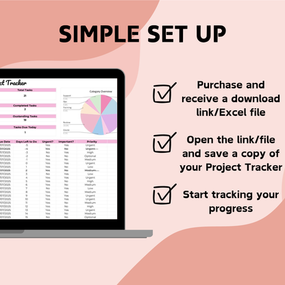 Project Management Tracker - Google Sheets & Excel