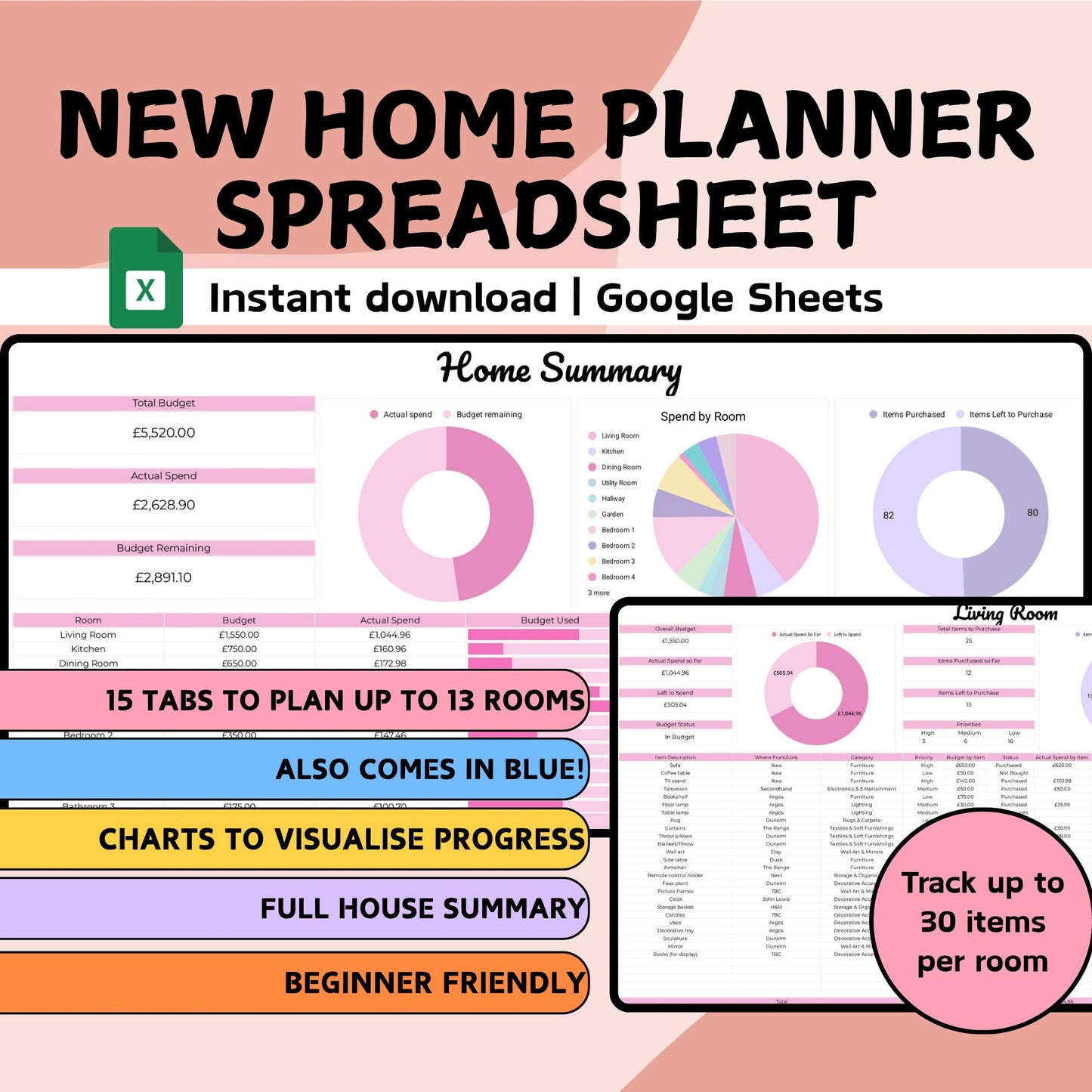 New Home Planner Spreadsheet - Google Sheets