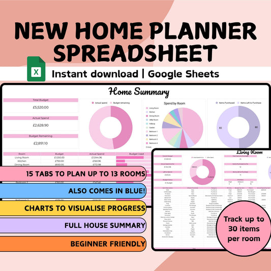 New Home Planner Spreadsheet - Google Sheets