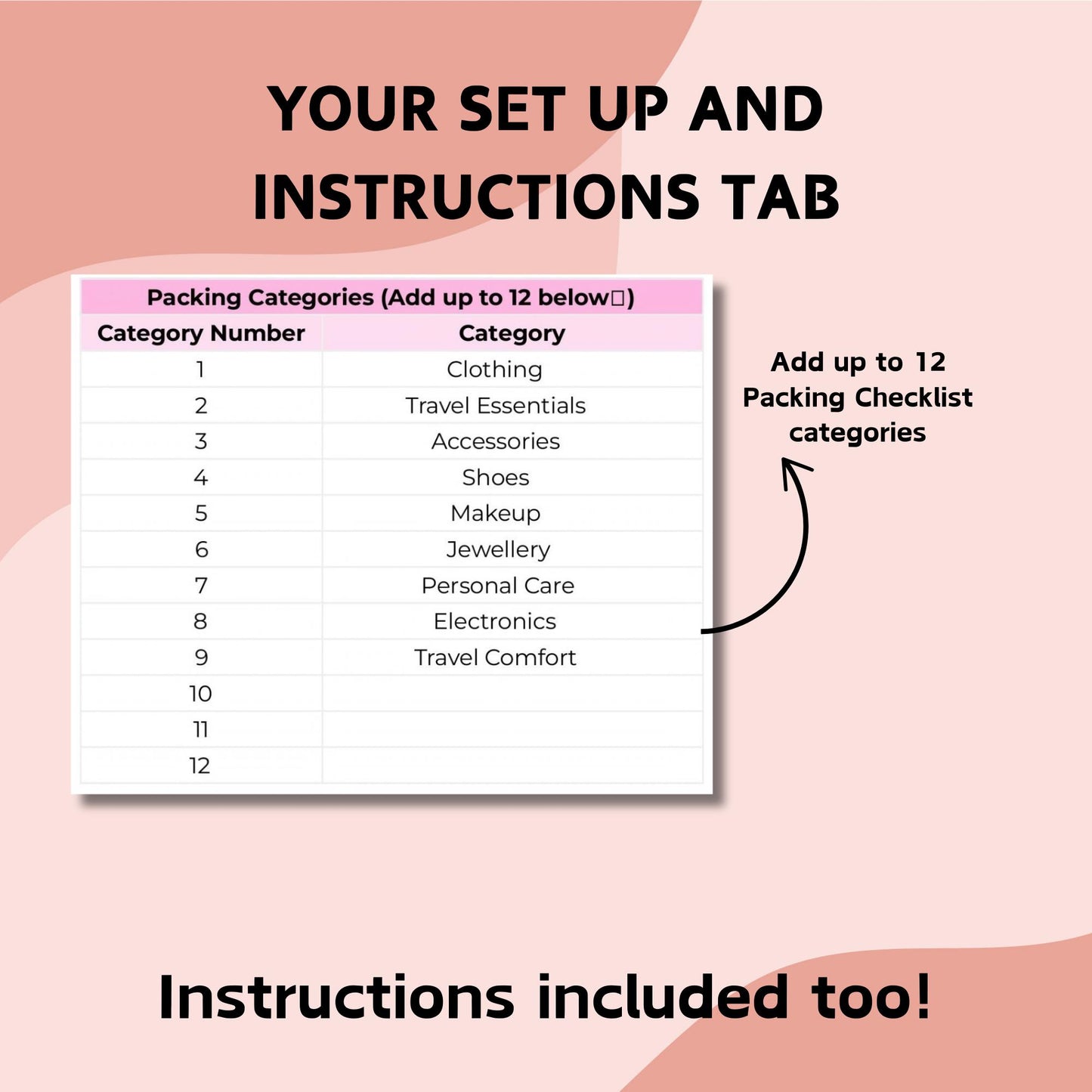 Packing Checklist Spreadsheet Template - Google Sheets