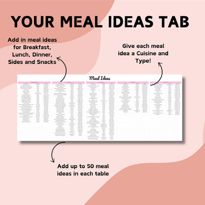 Ultimate Weekly Meal Planner with Automated Shopping List - Google Sheets