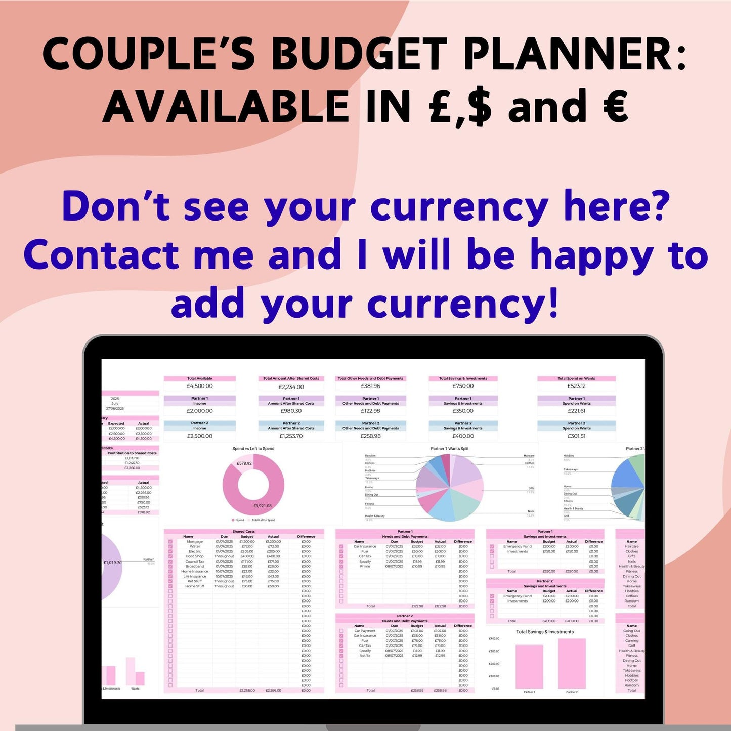 Couple's Spreadsheet Bundle - Google Sheets