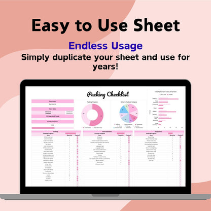Packing Checklist Spreadsheet Template - Google Sheets