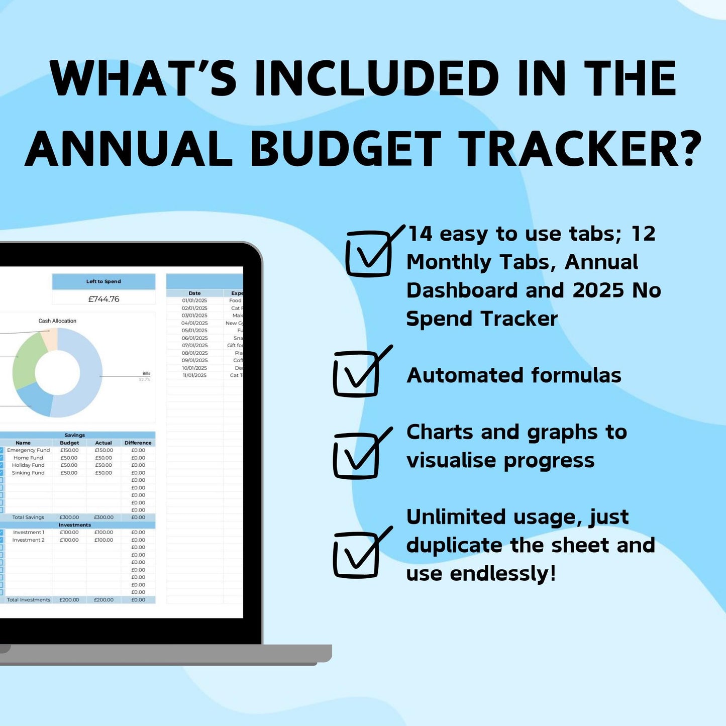 Blue Annual Budget Planner - Google Sheets