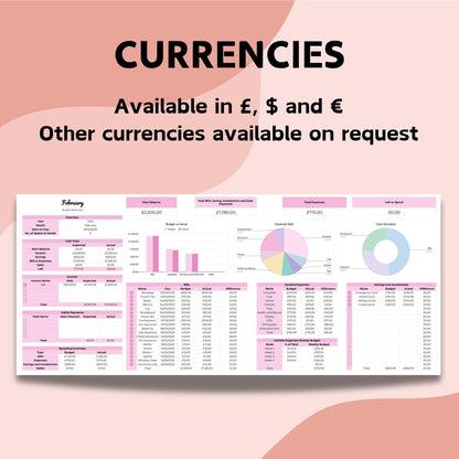 Pink Budget by 4 Monthly Budget Planner - Google Sheets